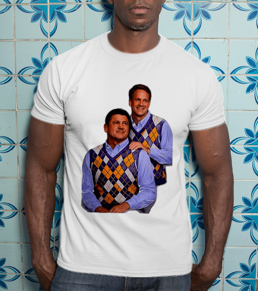 LSU Tigers Ed Orgeron Vs Kim Mulkey Argyle Sweater Coaches T-Shirt