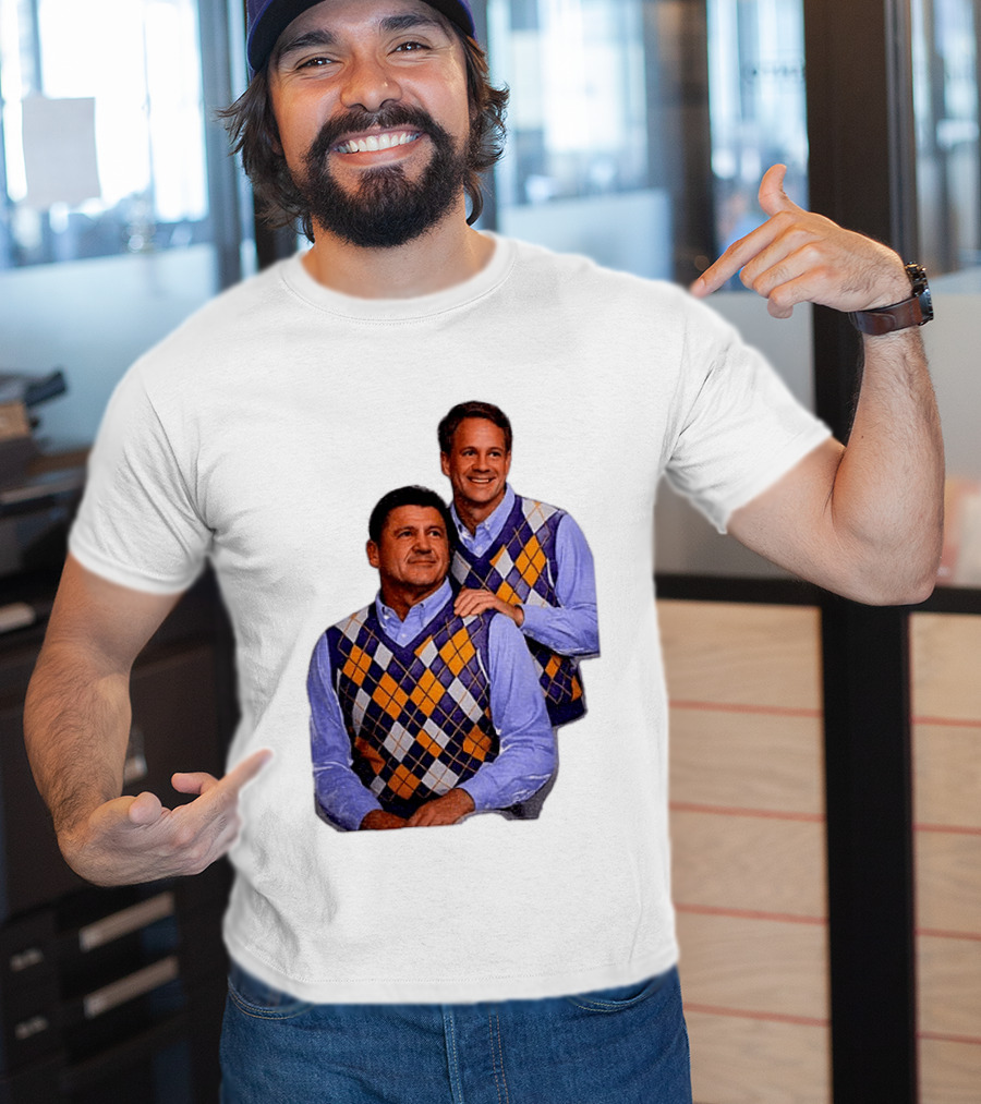 LSU Tigers Ed Orgeron Vs Kim Mulkey Argyle Sweater Coaches T-Shirt