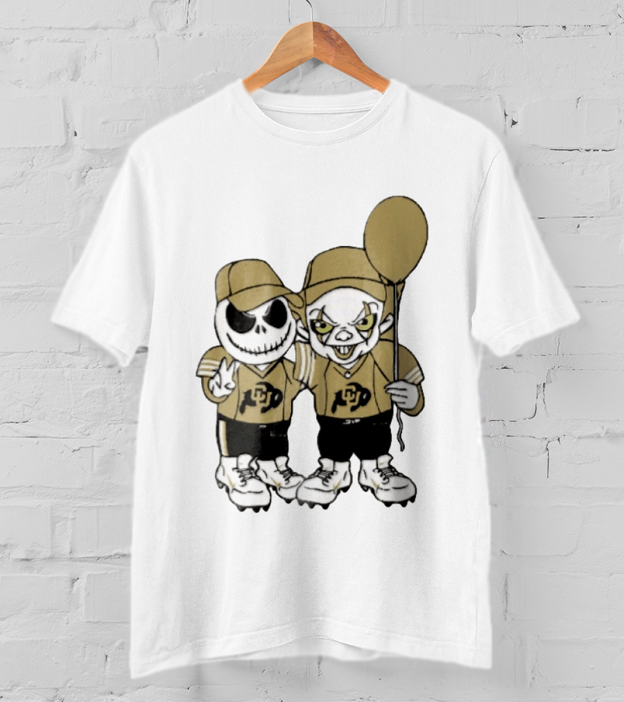 Colorado Buffaloes NCAA Jack Skellington Clown With Balloon Football T-Shirt