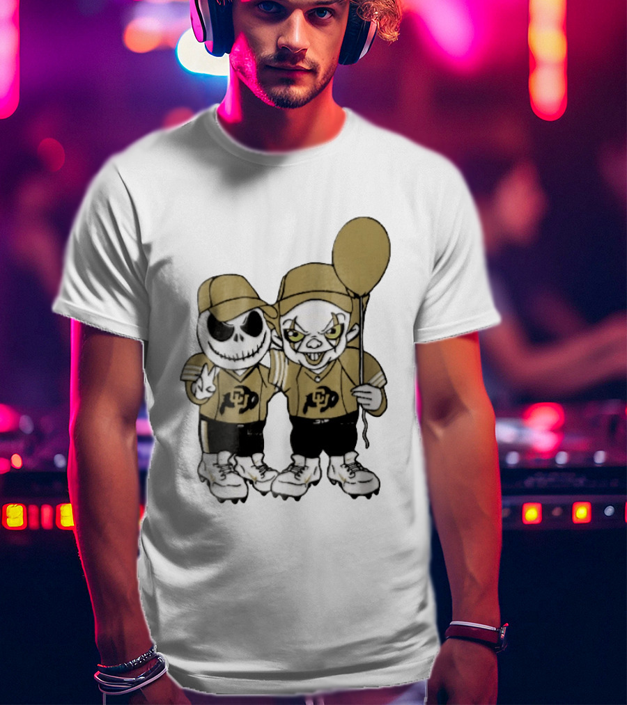 Colorado Buffaloes NCAA Jack Skellington Clown With Balloon Football T-Shirt
