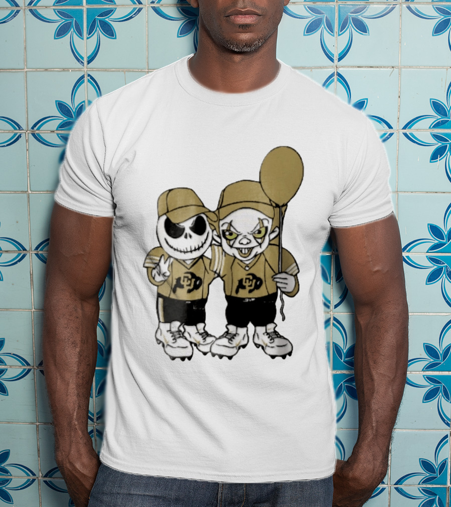 Colorado Buffaloes NCAA Jack Skellington Clown With Balloon Football T-Shirt