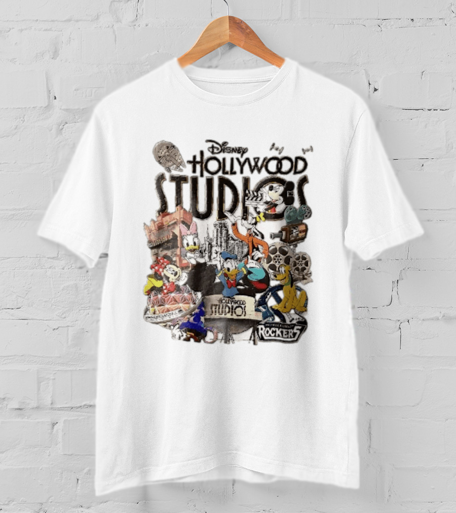 Disney Hollywood Studios G Force Records Rockers Distressed Cartoon Characters Collage T-Shirt