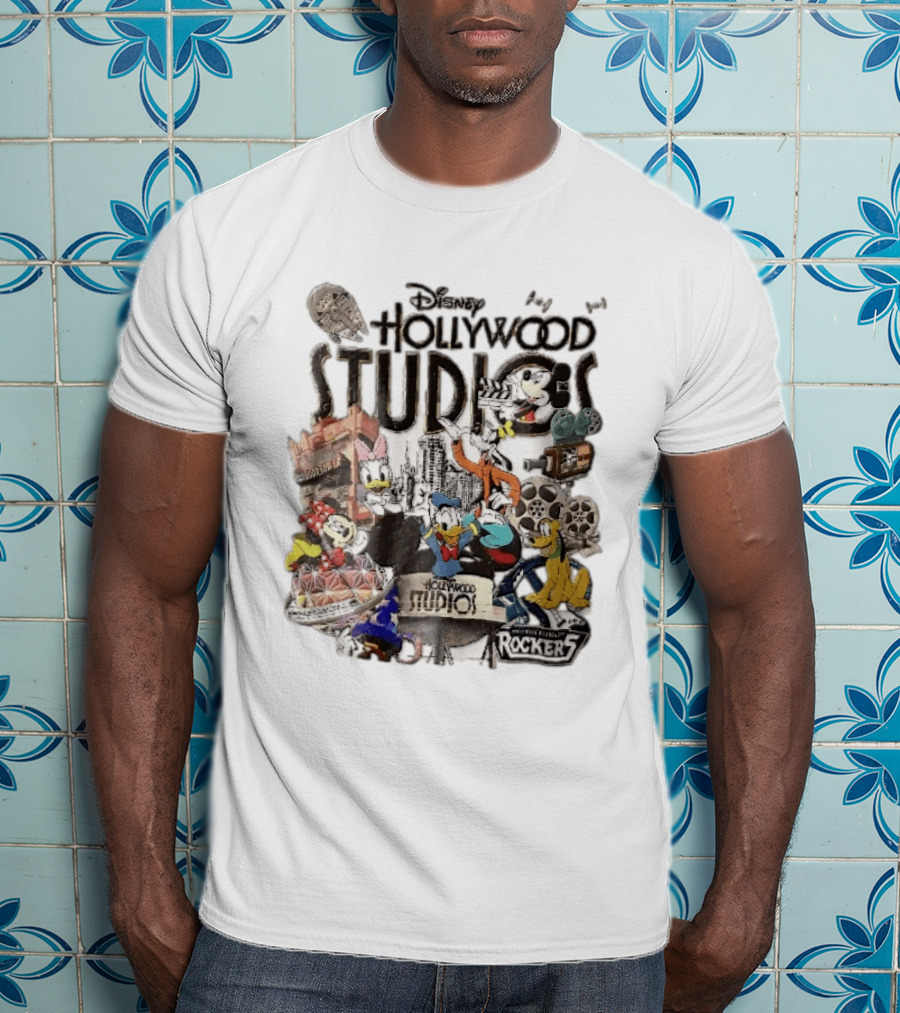 Disney Hollywood Studios G Force Records Rockers Distressed Cartoon Characters Collage T-Shirt