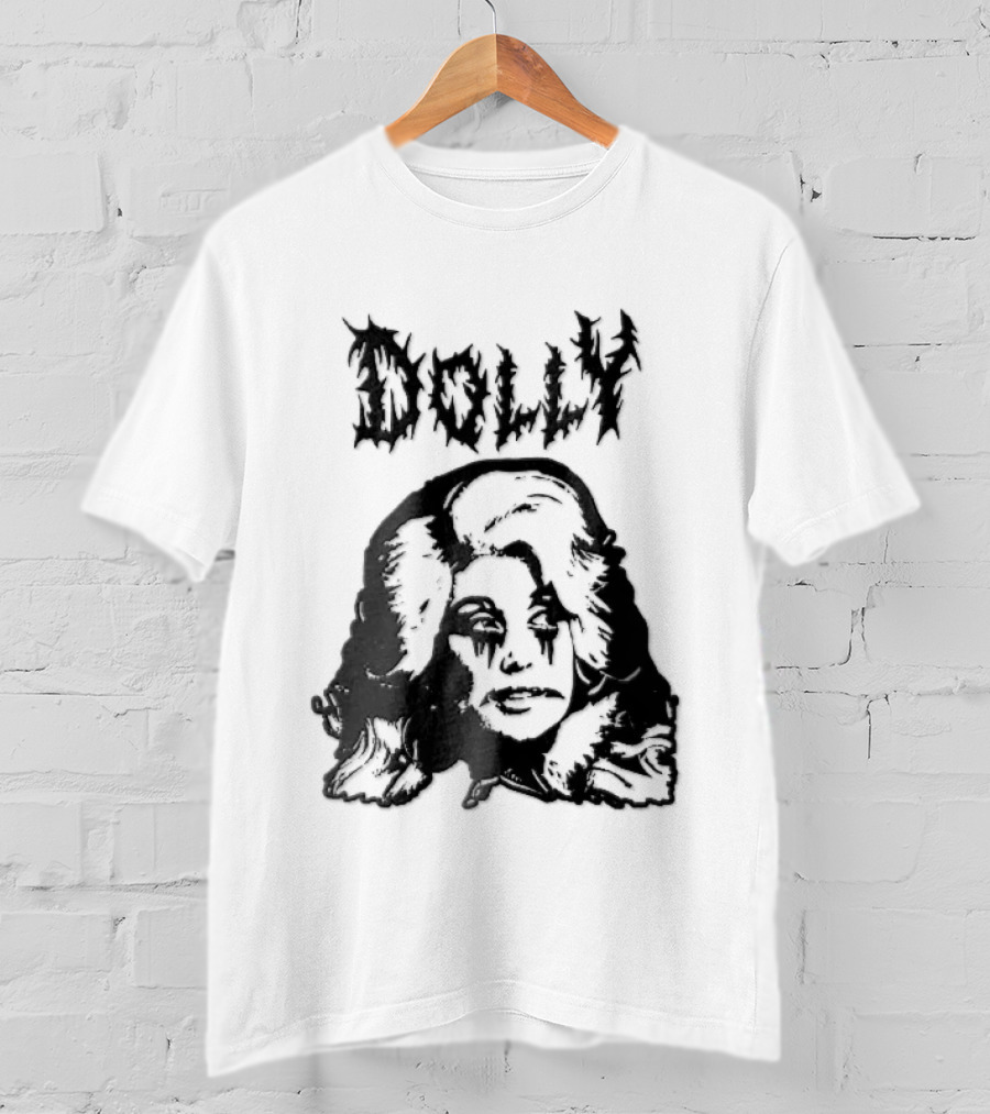Dolly Parton Corpse Paint Bouffant Halftone Caricature T-Shirt