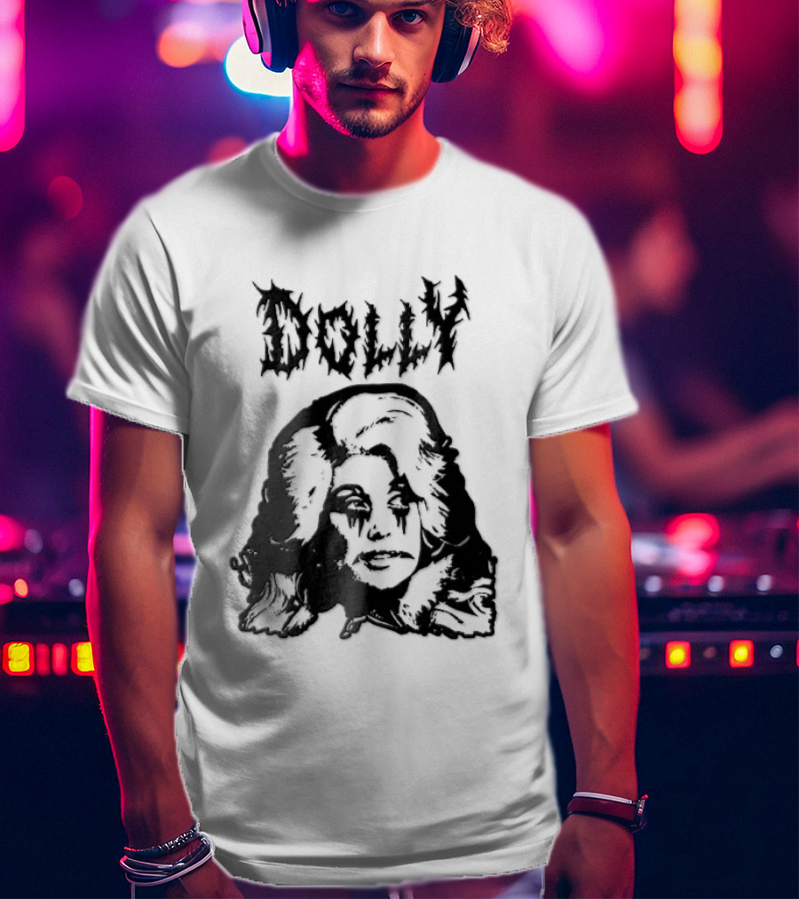 Dolly Parton Corpse Paint Bouffant Halftone Caricature T-Shirt