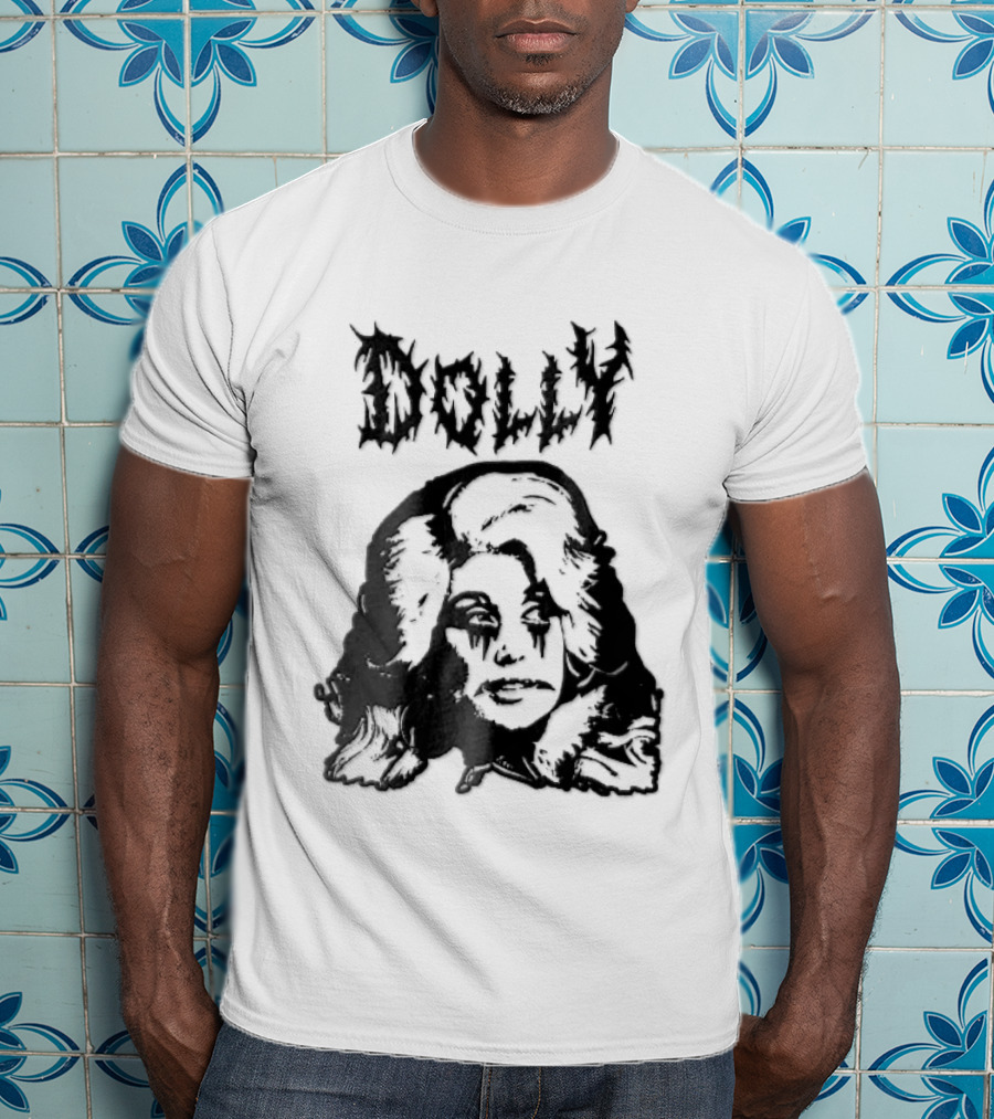 Dolly Parton Corpse Paint Bouffant Halftone Caricature T-Shirt