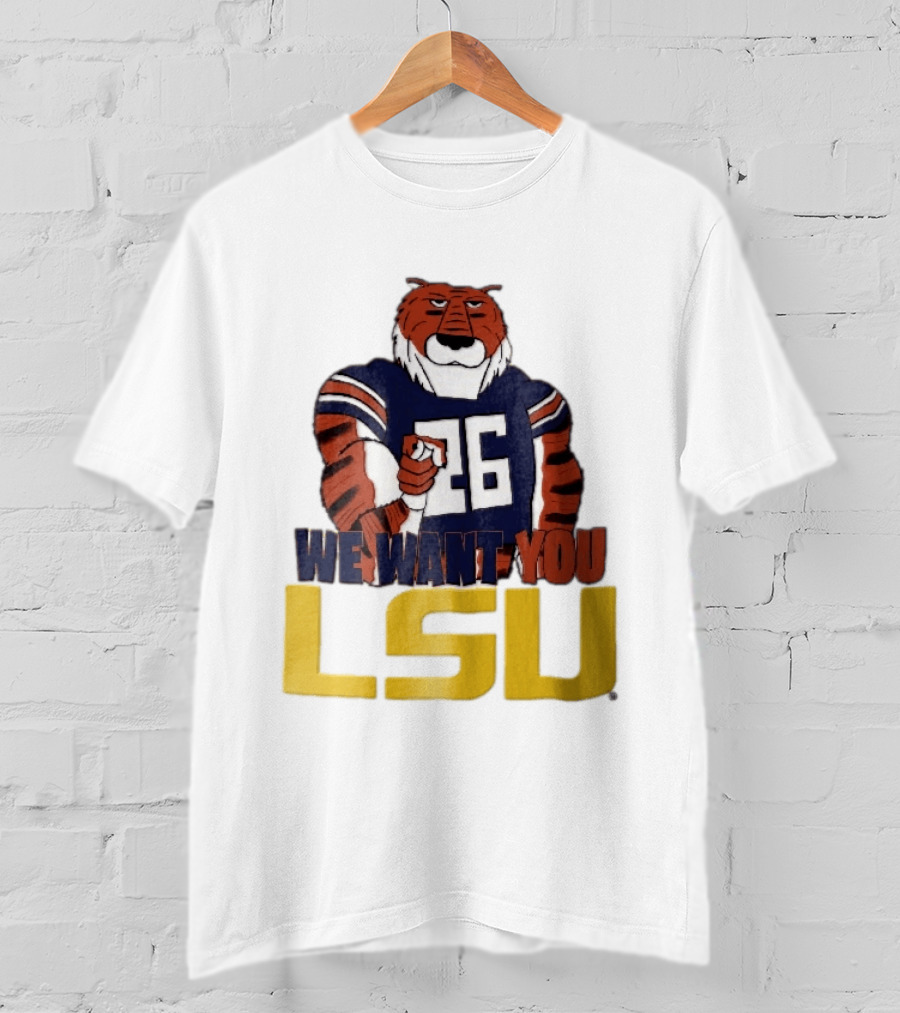 LSU Tigers We Want You Number 26 Mascot Pointing T-Shirt
