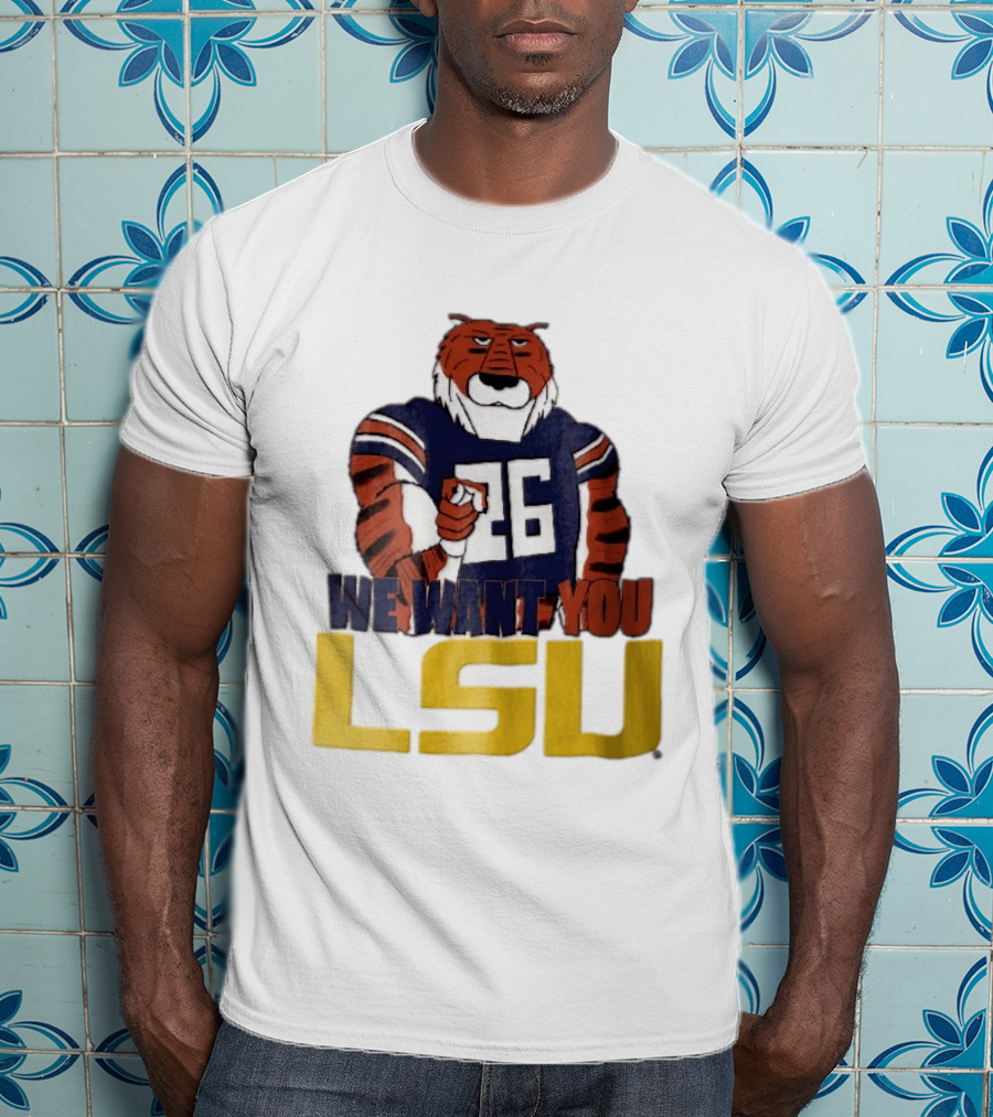 LSU Tigers We Want You Number 26 Mascot Pointing T-Shirt
