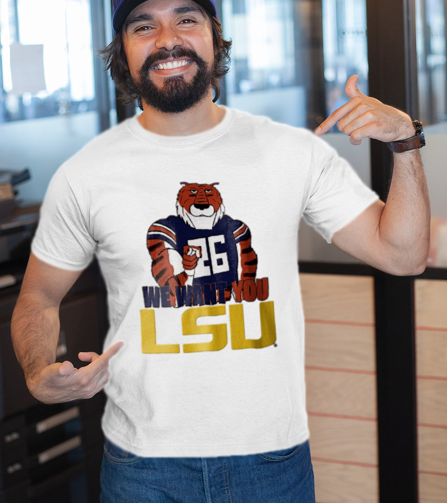 LSU Tigers We Want You Number 26 Mascot Pointing T-Shirt