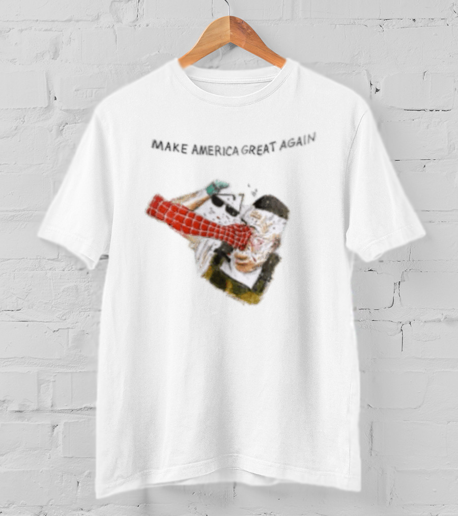 Make America Great Again Spider Man Punching Political Caricature T-Shirt