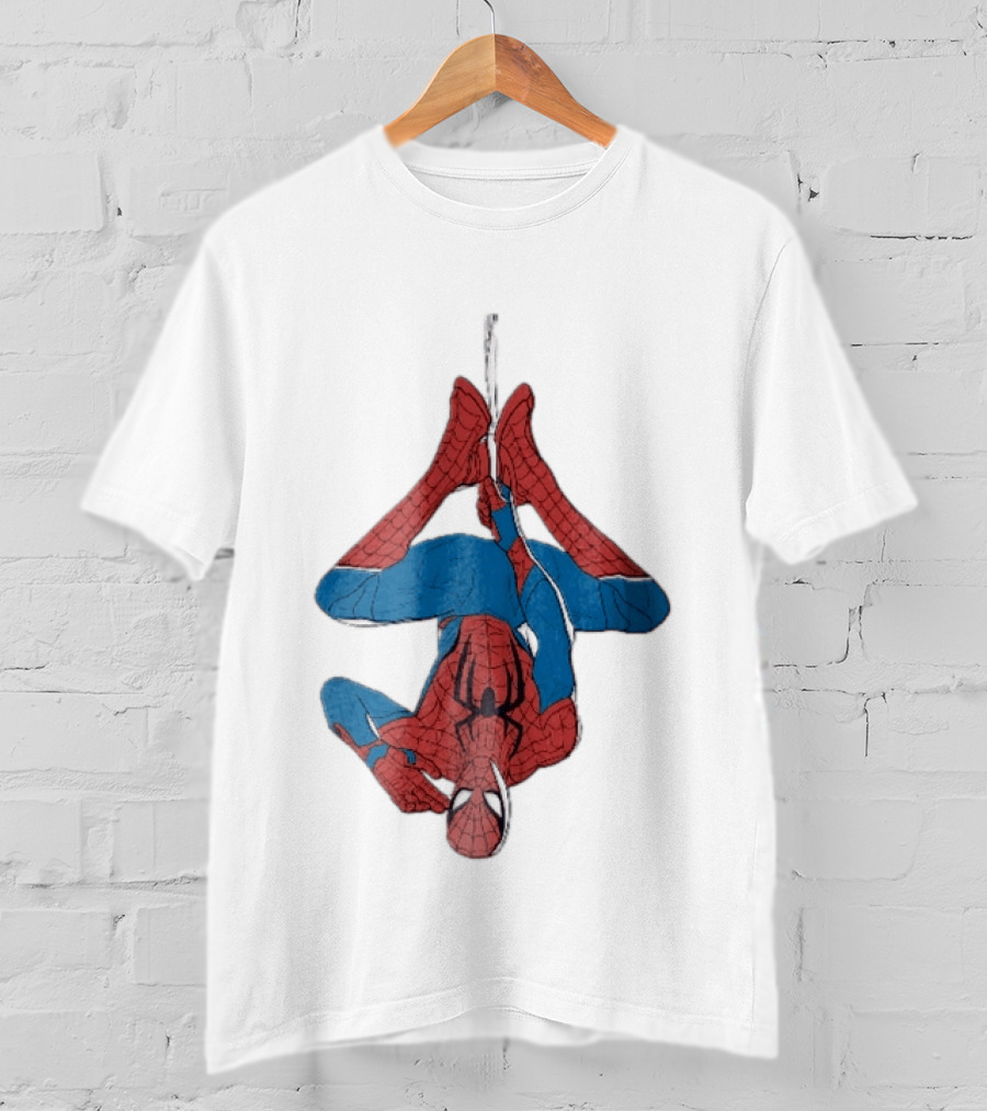 Marvel Spider Man Upside Down Hanging Web Cartoon T-Shirt