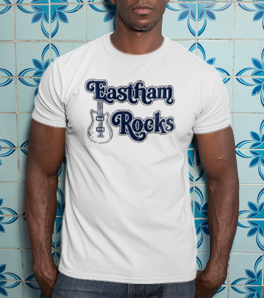 Eastham Rocks Distressed Electric Guitar Music T-Shirt