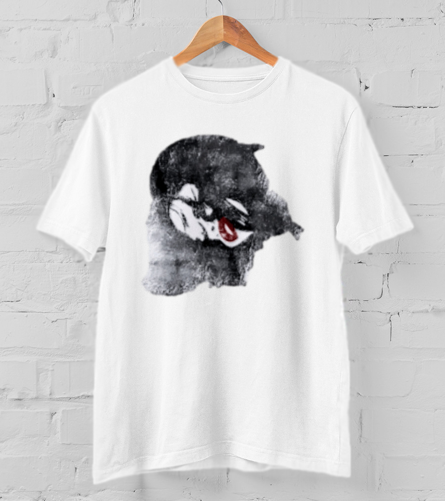 Nessa Barrett Tough Love Off The Shoulder Monochrome Red Lips Sketch T-Shirt