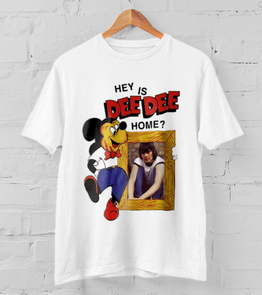 Hey Is Dee Dee Home Cartoon Mickey Mouse Holding Framed Photo T-Shirt