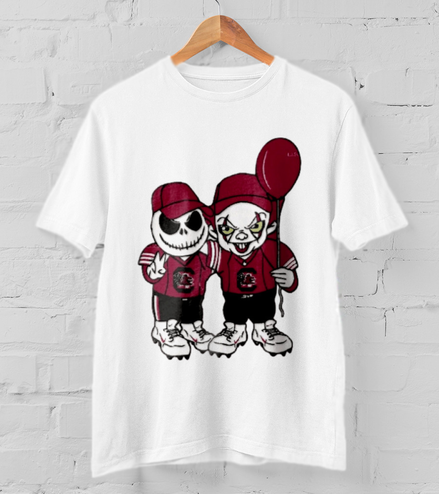 South Carolina Gamecocks NCAA Jack Skellington Pennywise Red Balloon Cartoon T-Shirt