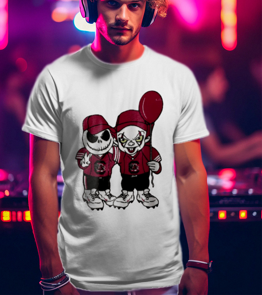 South Carolina Gamecocks NCAA Jack Skellington Pennywise Red Balloon Cartoon T-Shirt