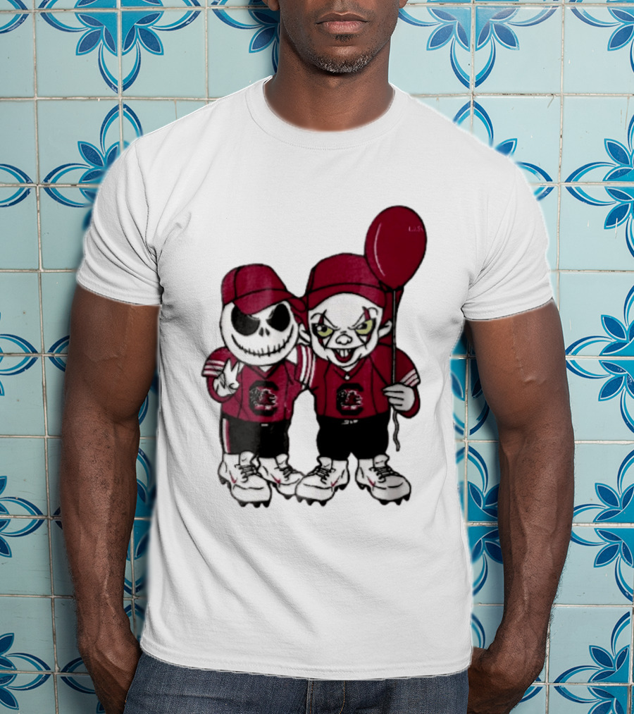 South Carolina Gamecocks NCAA Jack Skellington Pennywise Red Balloon Cartoon T-Shirt