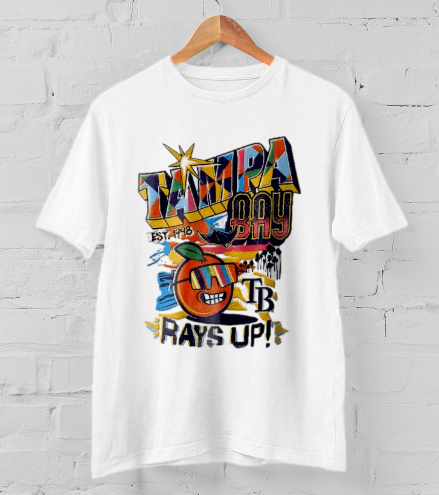 Tampa Bay Rays Est 1998 Cartoon Orange Sunglasses Palm Trees Stingray Rays Up T-Shirt
