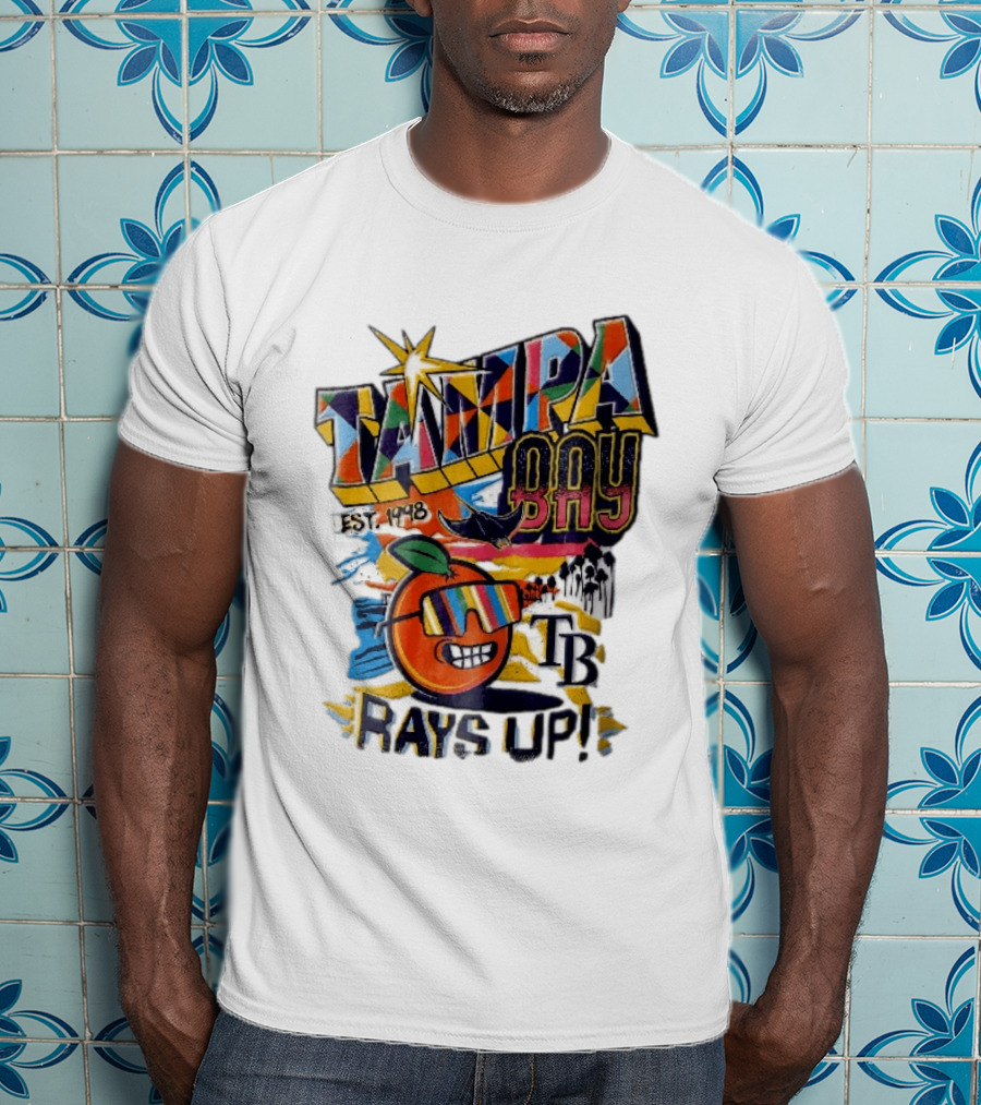 Tampa Bay Rays Est 1998 Cartoon Orange Sunglasses Palm Trees Stingray Rays Up T-Shirt