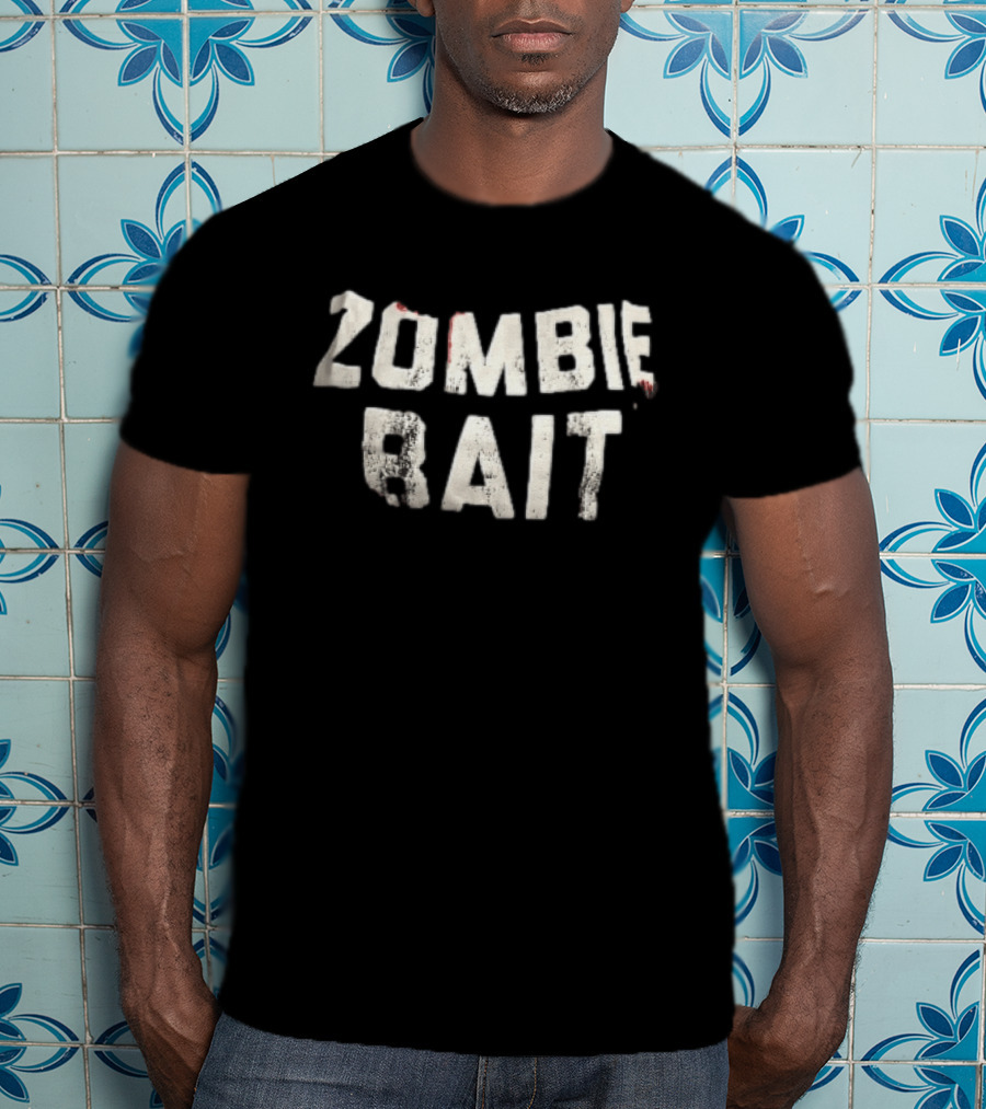 Zombie Bait Distressed White Bloodstained Crumpled Tape T-Shirt
