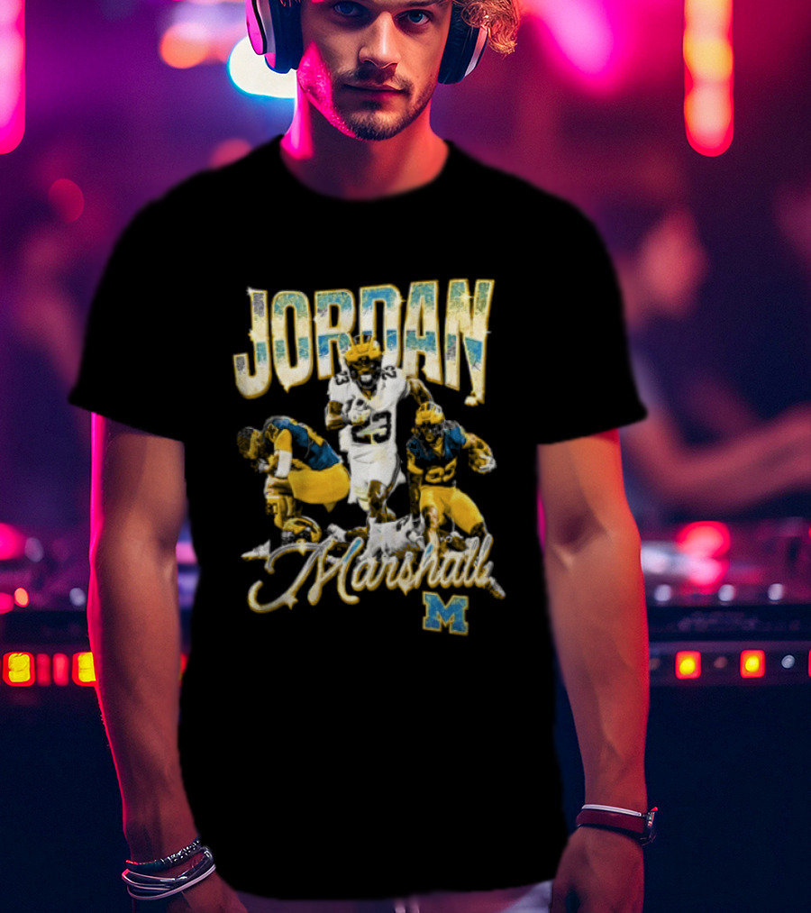 Jordan Marshall Michigan Wolverines Football Collage T-Shirt