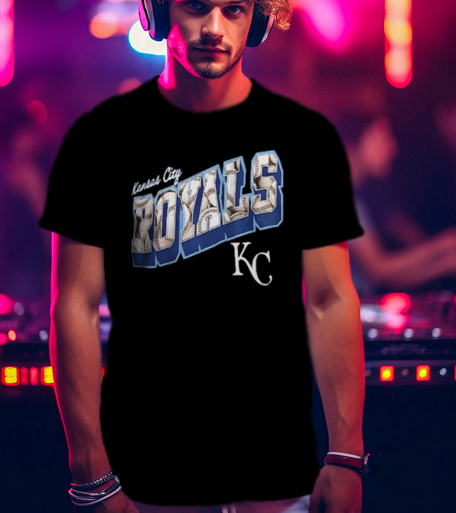 Kansas City Royals Baseball 3D Block KC T-Shirt