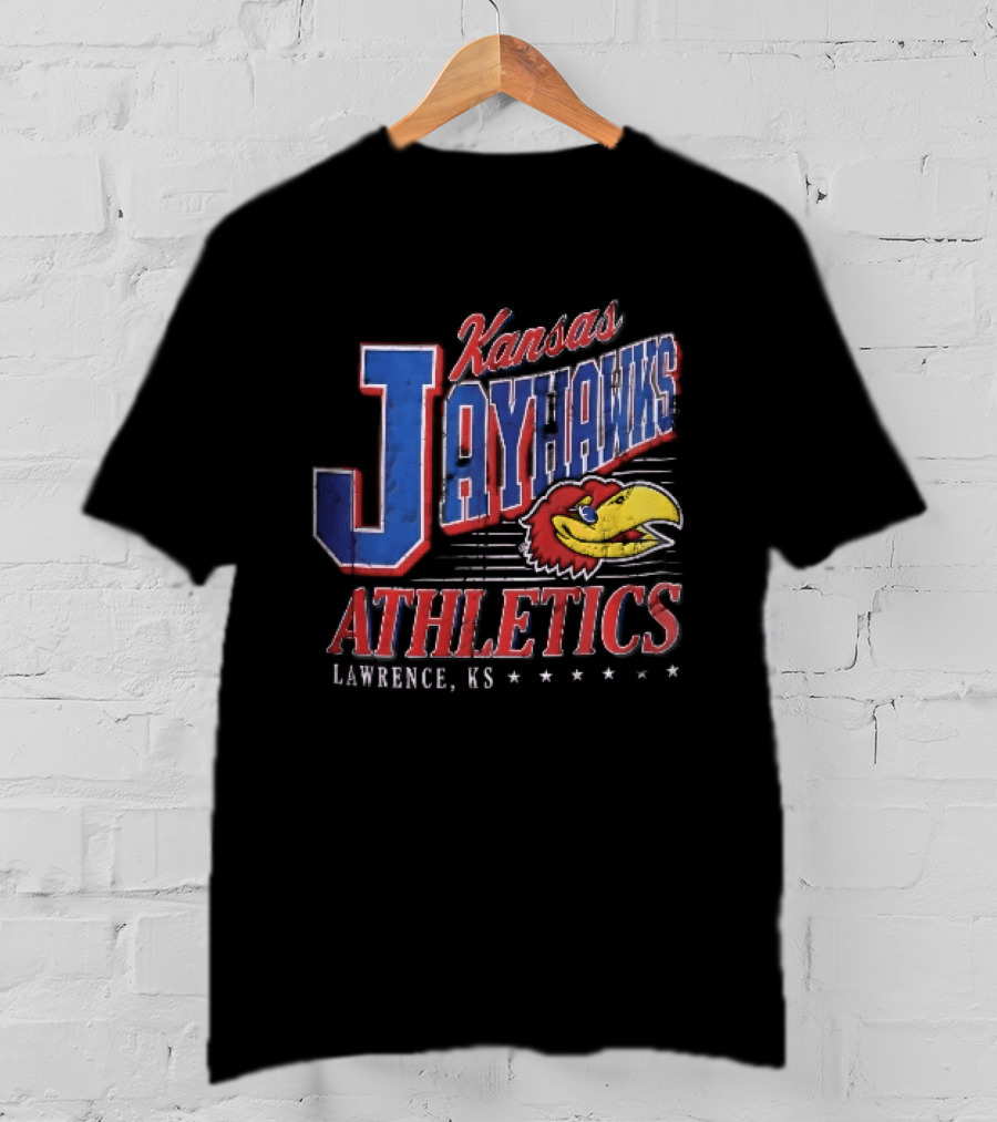 Kansas Jayhawks Athletics Lawrence KS Distressed Bird Head Stars T-Shirt