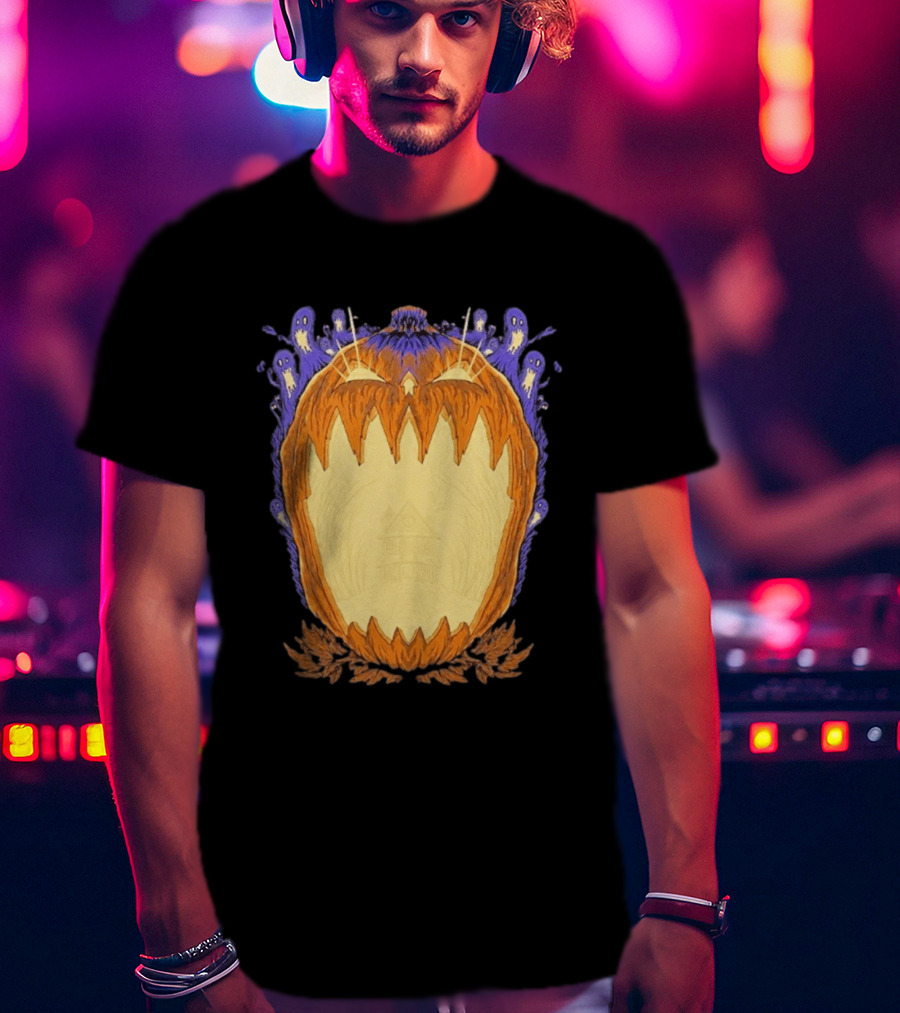 Pumpkin Ghost Haunted House Halloween Spooky Jack O' Lantern T-Shirt