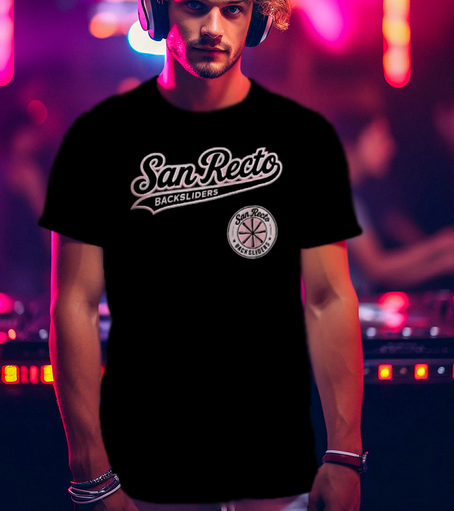 San Recto Backsliders Pink Script Circular Baseball Bat T-Shirt