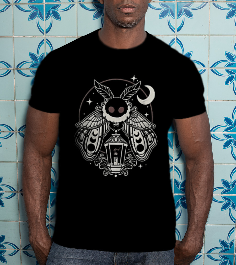 Mothman Red Eyes Candle Lantern Crescent Moon Stars T-Shirt