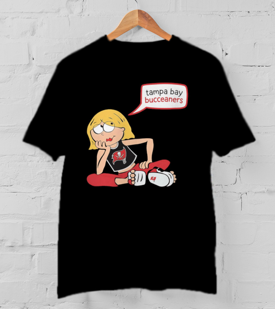 Tampa Bay Buccaneers Cartoon Blonde Girl Speech Bubble Red Pants T-Shirt