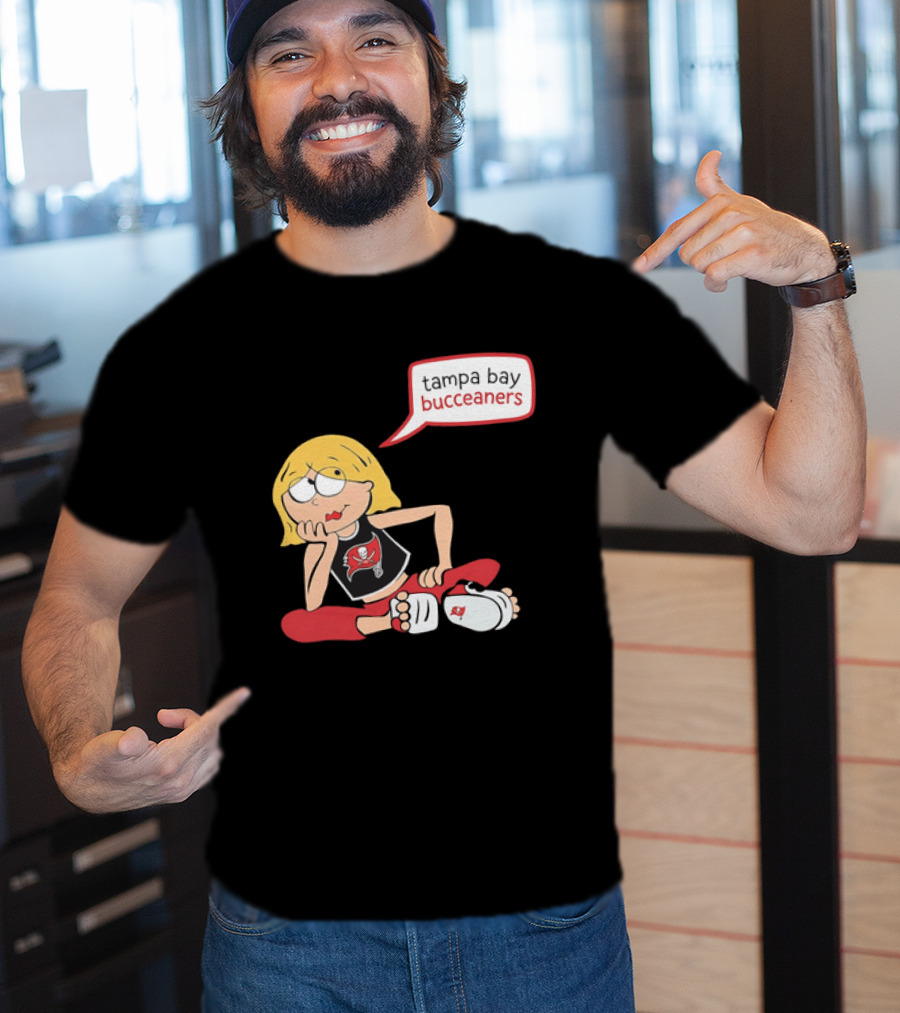 Tampa Bay Buccaneers Cartoon Blonde Girl Speech Bubble Red Pants T-Shirt