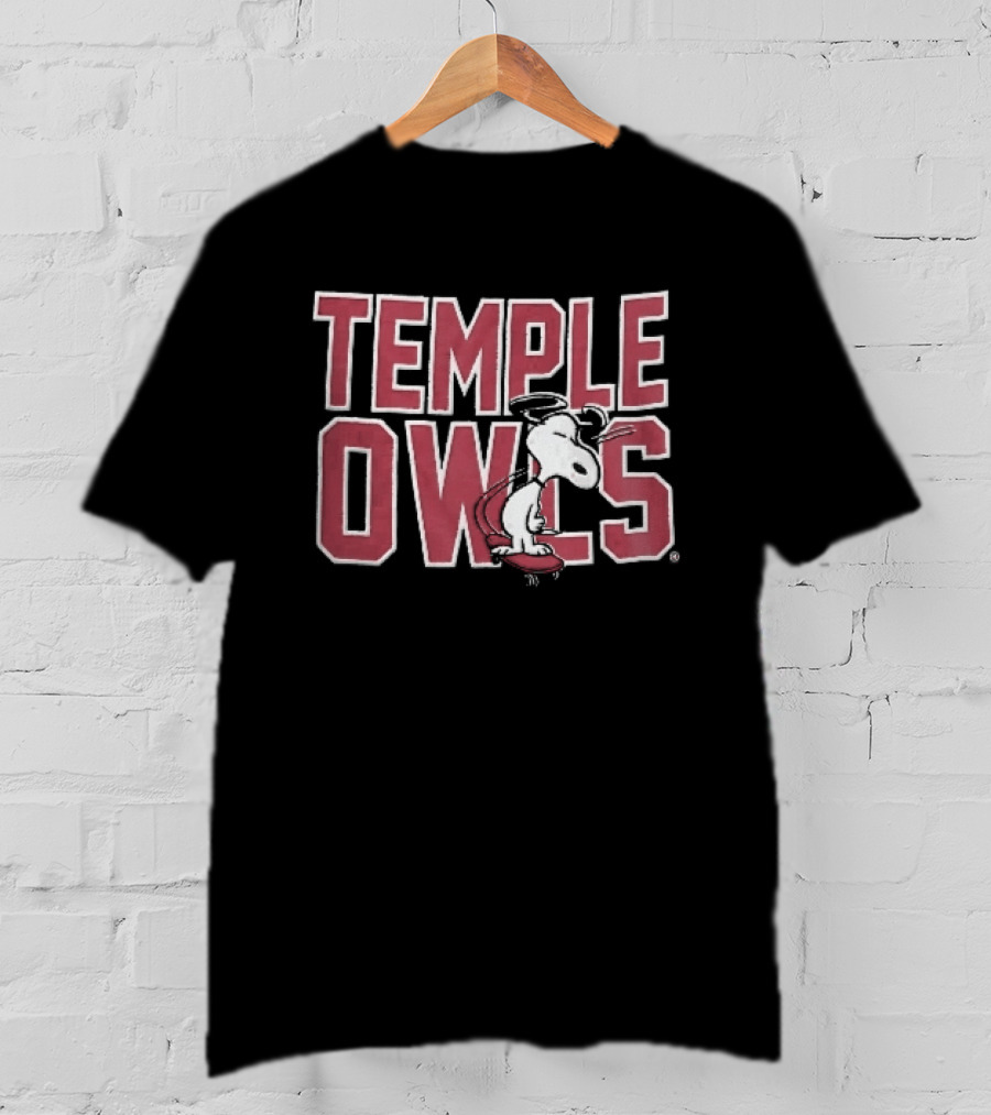 Temple Owls NCAA Snoopy Skateboarding Sunglasses T-Shirt