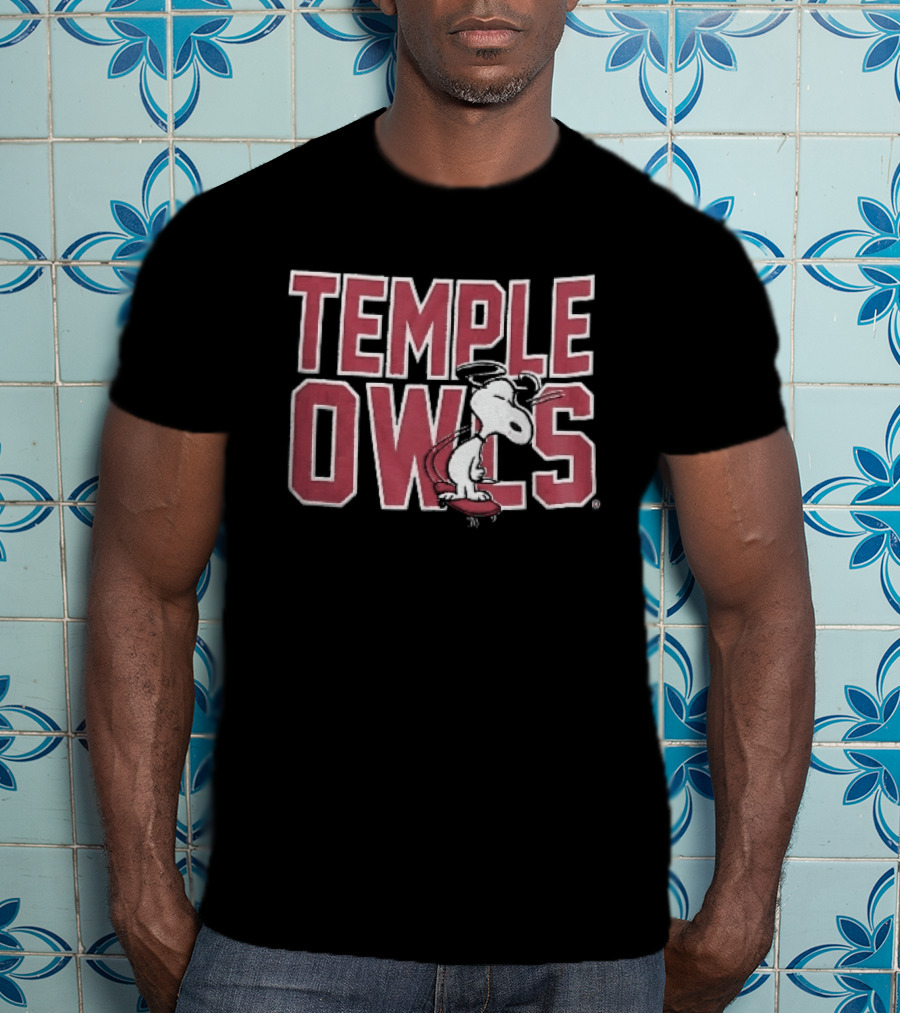 Temple Owls NCAA Snoopy Skateboarding Sunglasses T-Shirt