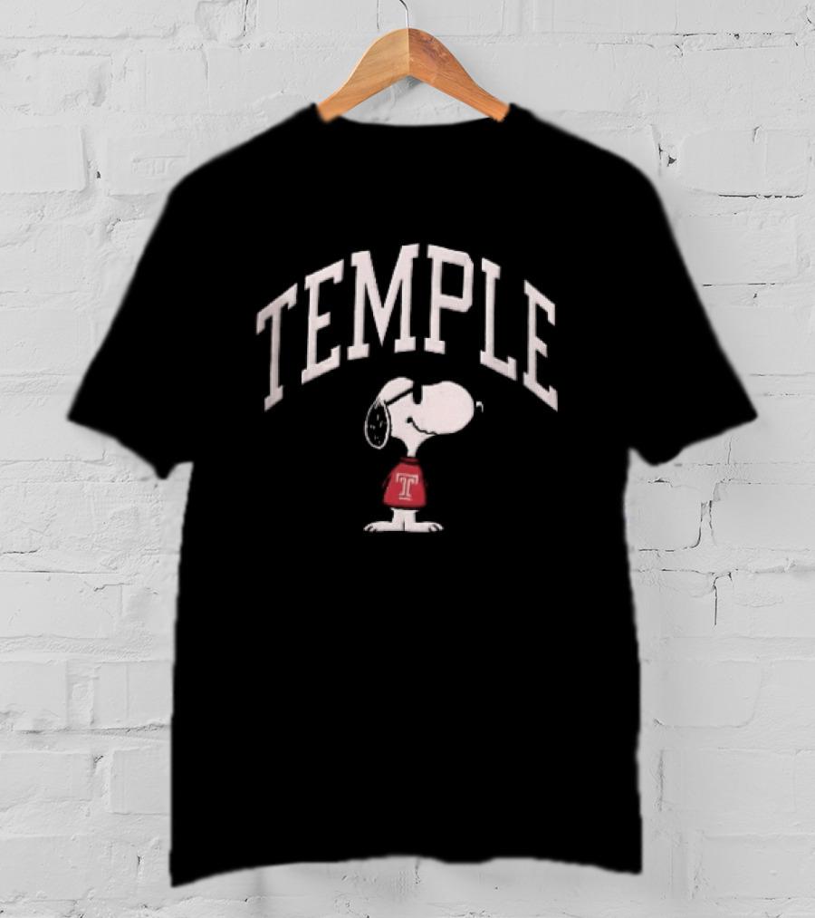 Temple Owls NCAA Snoopy Sunglasses Red T-Shirt