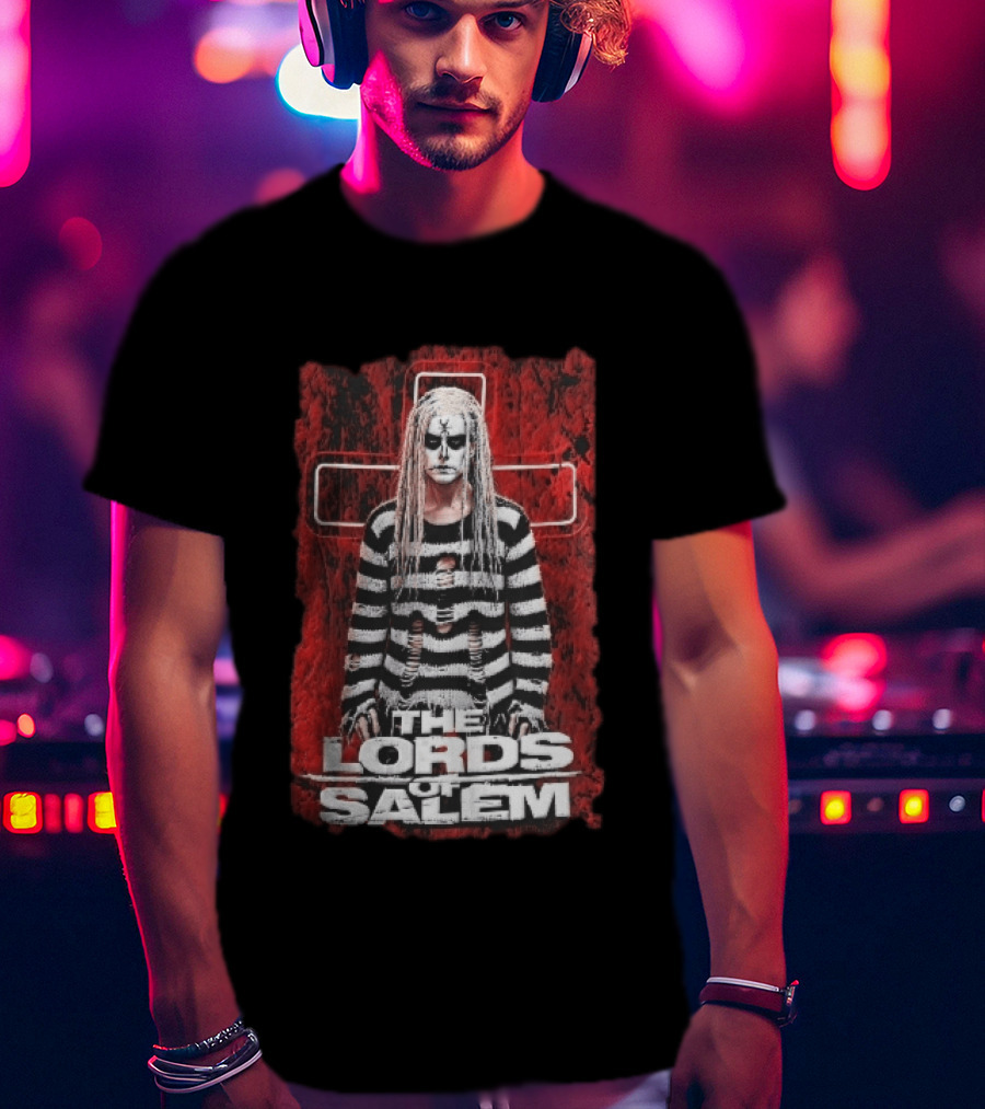 The Lords Of Salem Striped Dreadlocks Face Paint Inverted Cross T-Shirt
