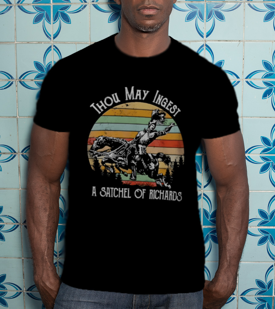 Thou May Ingest A Satchel Of Richards Knight On Horseback Retro Vintage Stripes T-Shirt