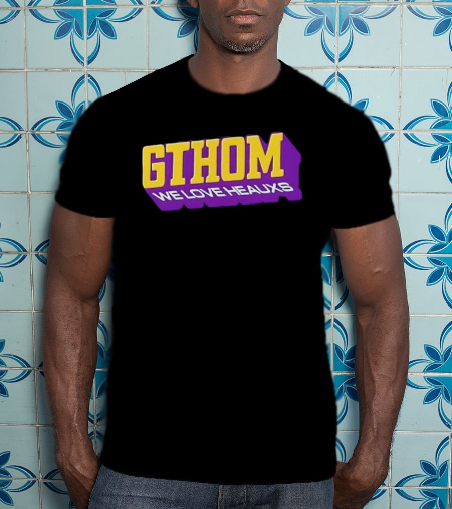 GTHOM We Love Heauxs Purple And Yellow Block Letters T-Shirt