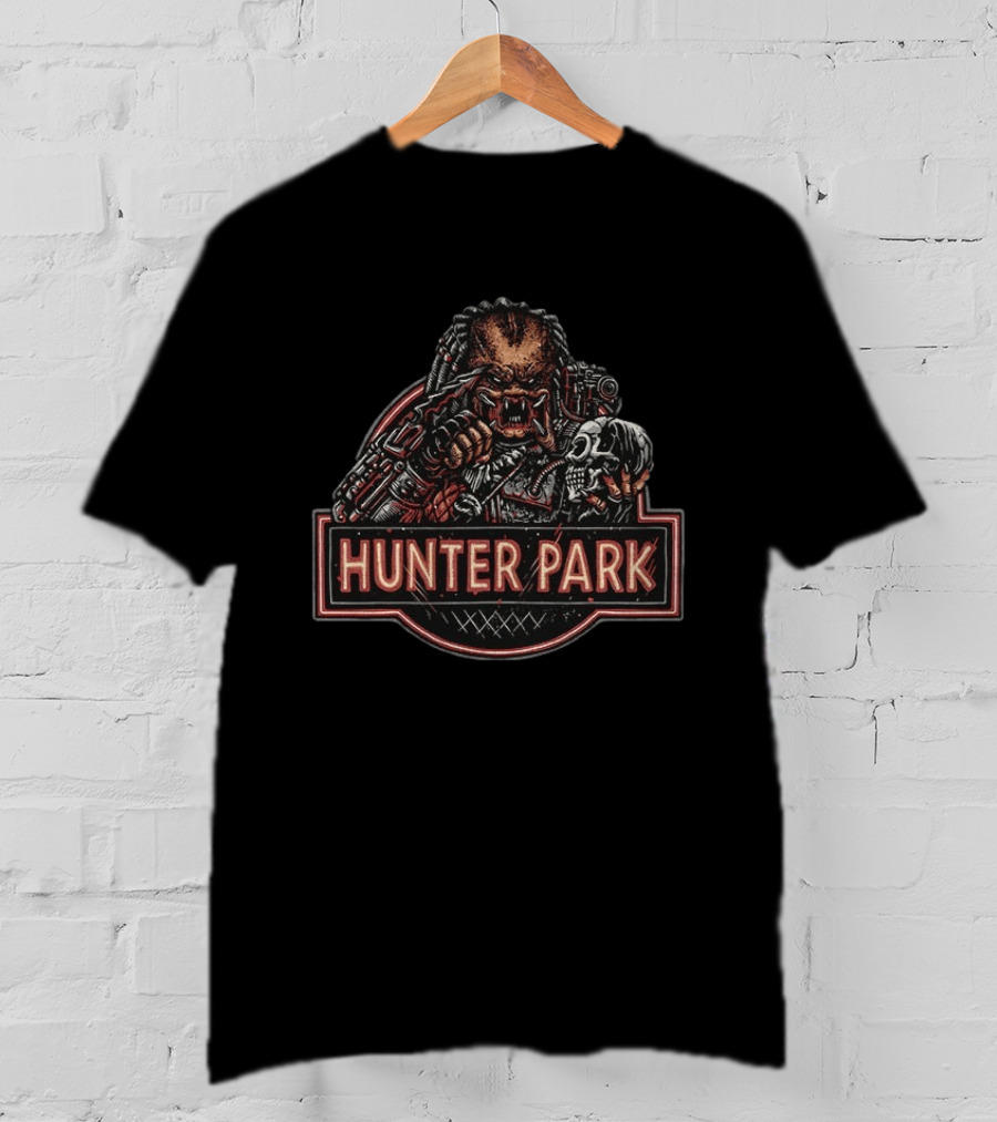 HUNTER PARK Predator Skull Hunter Battle Warrior T-Shirt