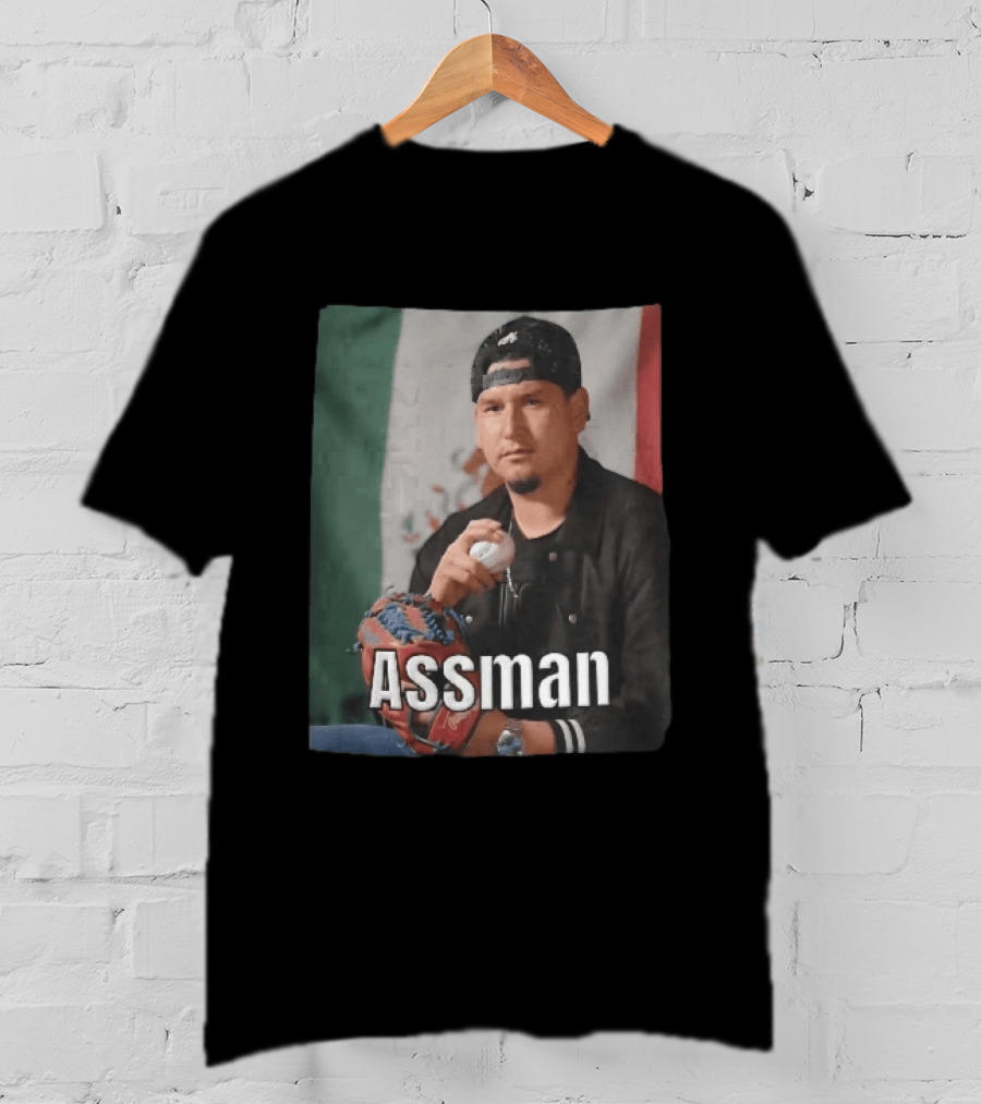 Assman Baseball Pitcher Holding Ball With Mexican Flag T-Shirt