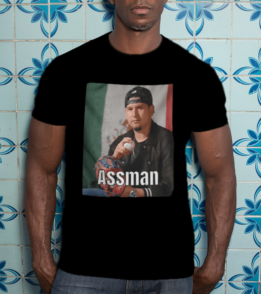Assman Baseball Pitcher Holding Ball With Mexican Flag T-Shirt