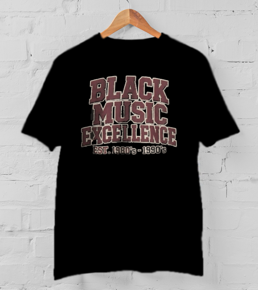 Black Music Excellence EST 1980s 1990s Varsity Block Lettering T-Shirt