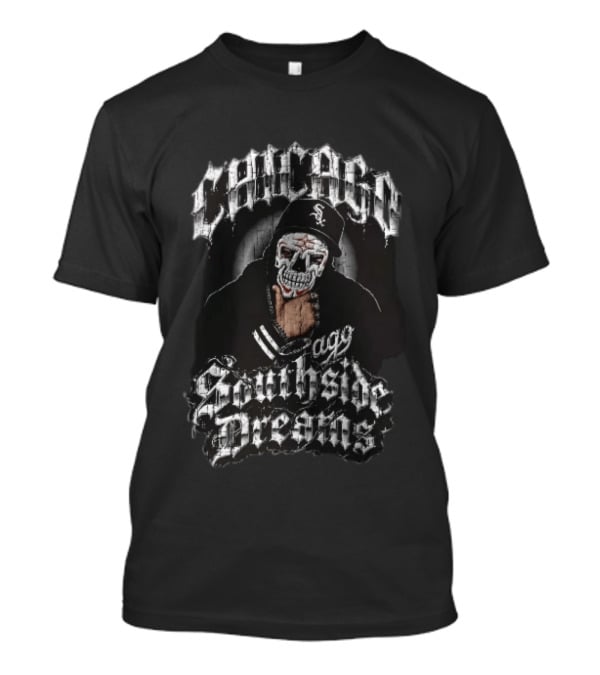 Chicago White Sox Southside Dreams Skull Mask Hooded Figure Barbed Wire T-Shirt