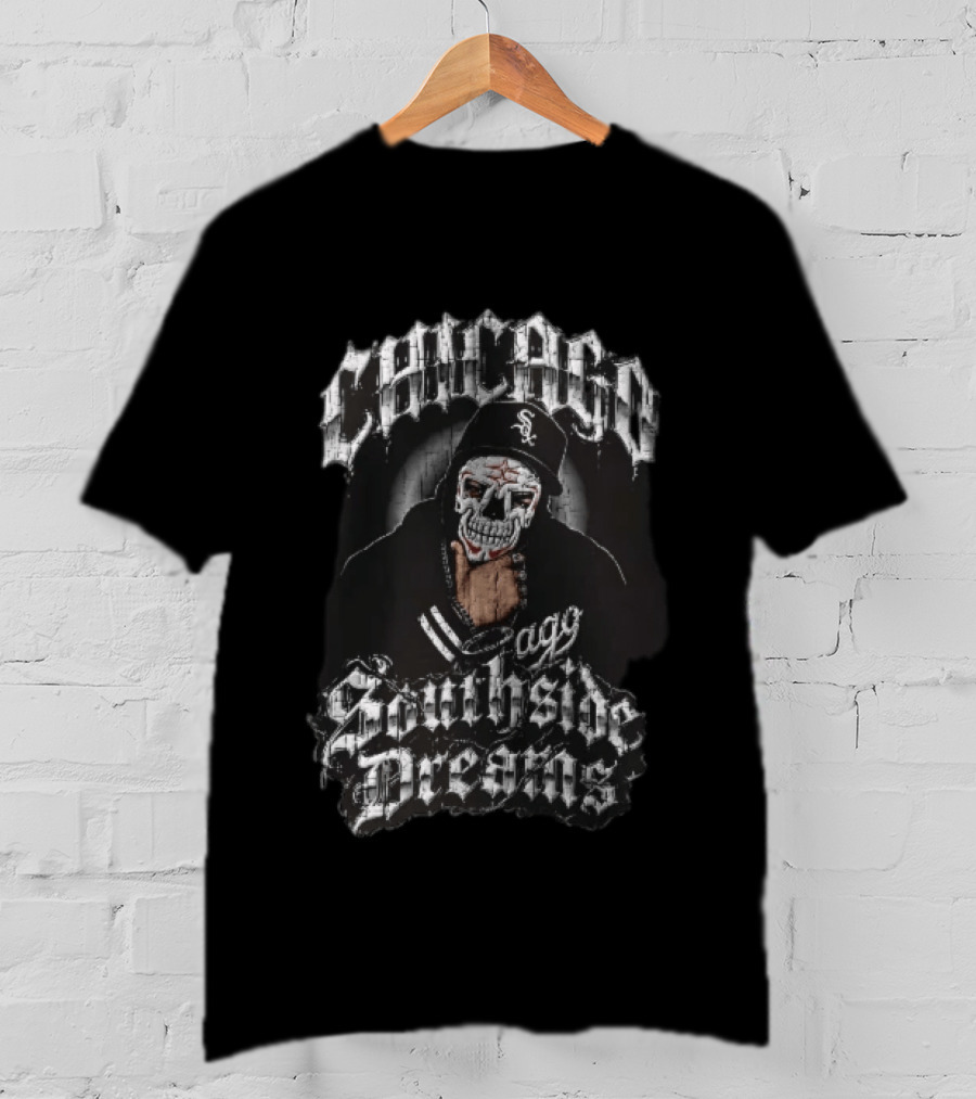 Chicago White Sox Southside Dreams Skull Mask Hooded Figure Barbed Wire T-Shirt