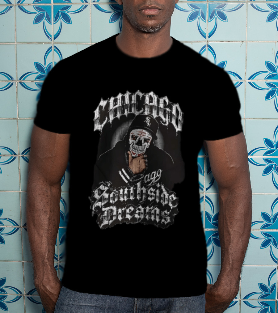 Chicago White Sox Southside Dreams Skull Mask Hooded Figure Barbed Wire T-Shirt