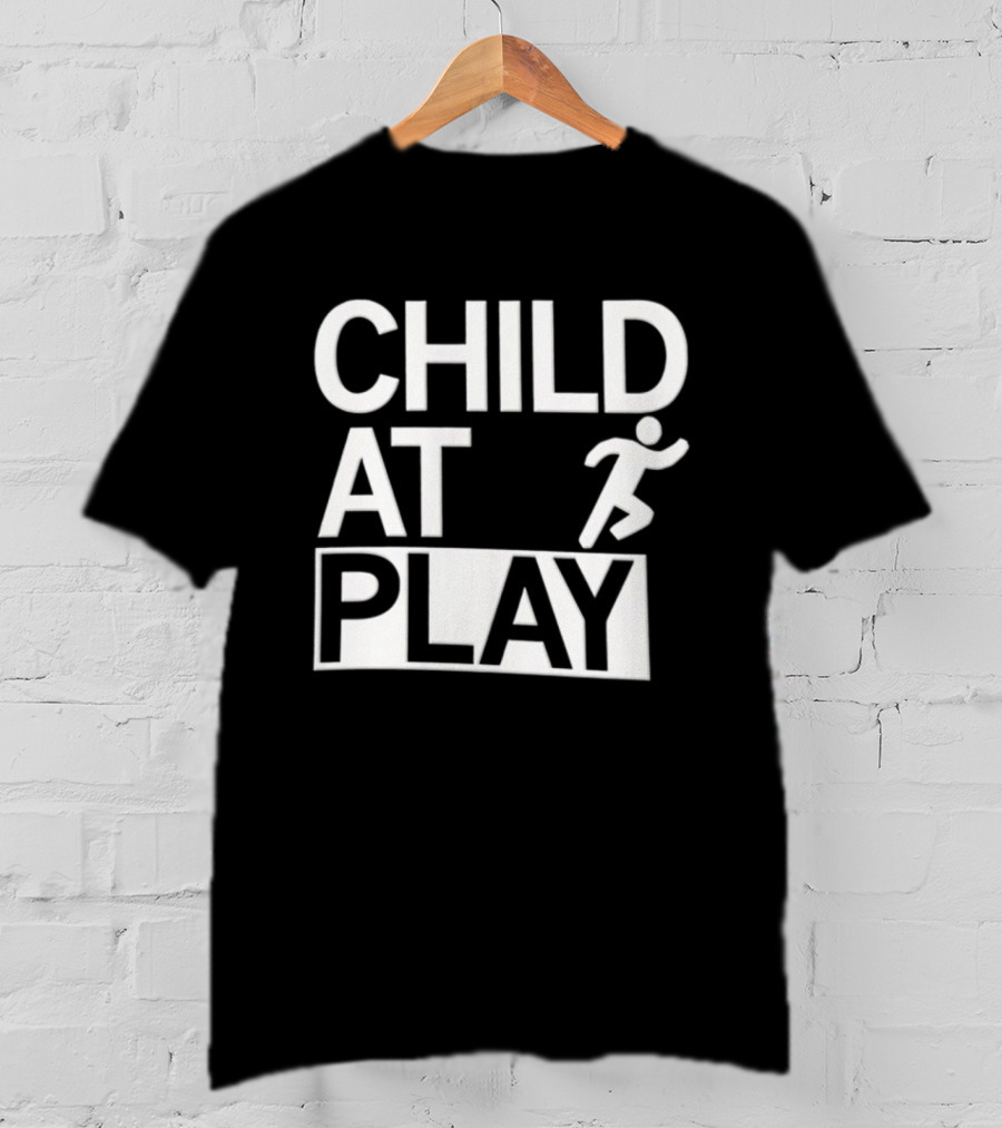 Child At Play Text With Running Figure T-Shirt