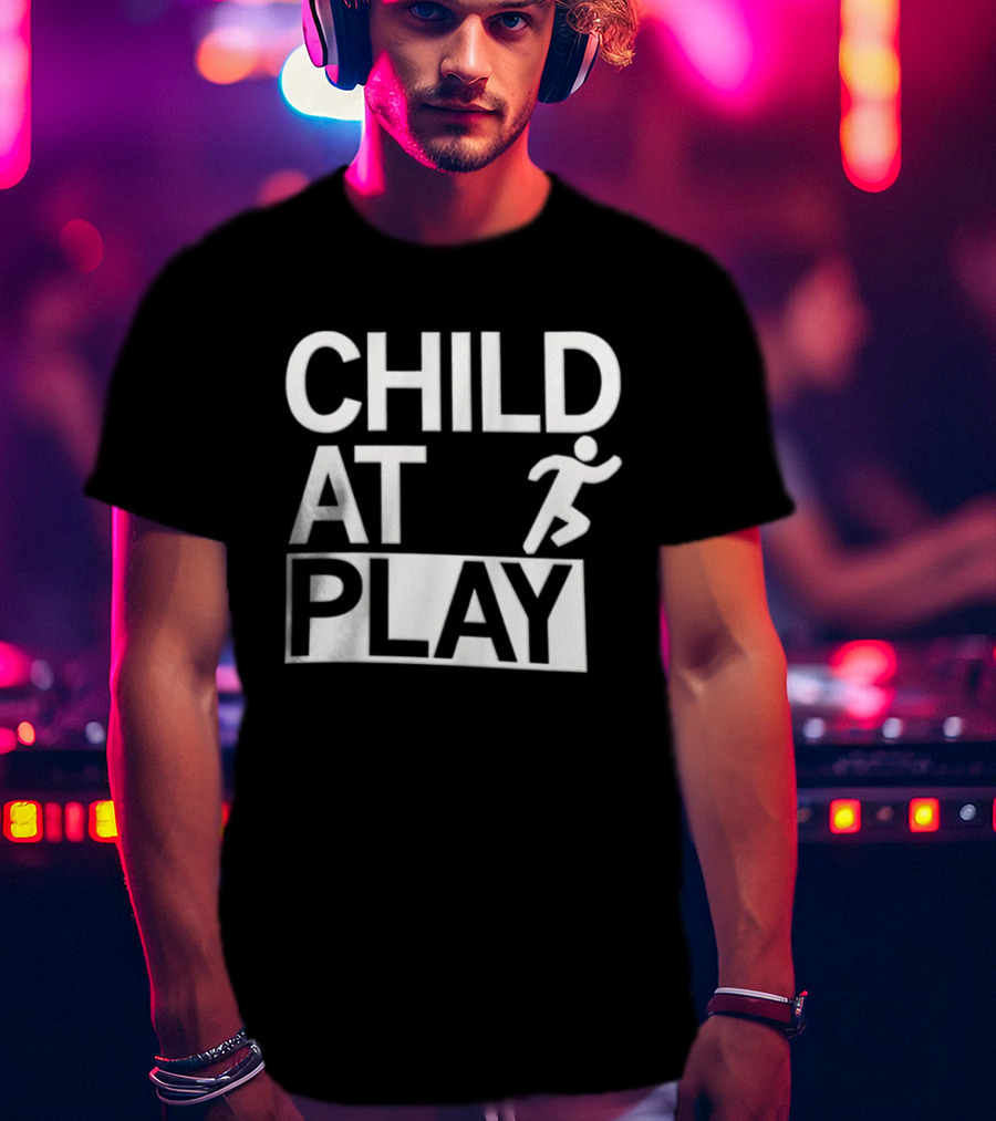 Child At Play Text With Running Figure T-Shirt