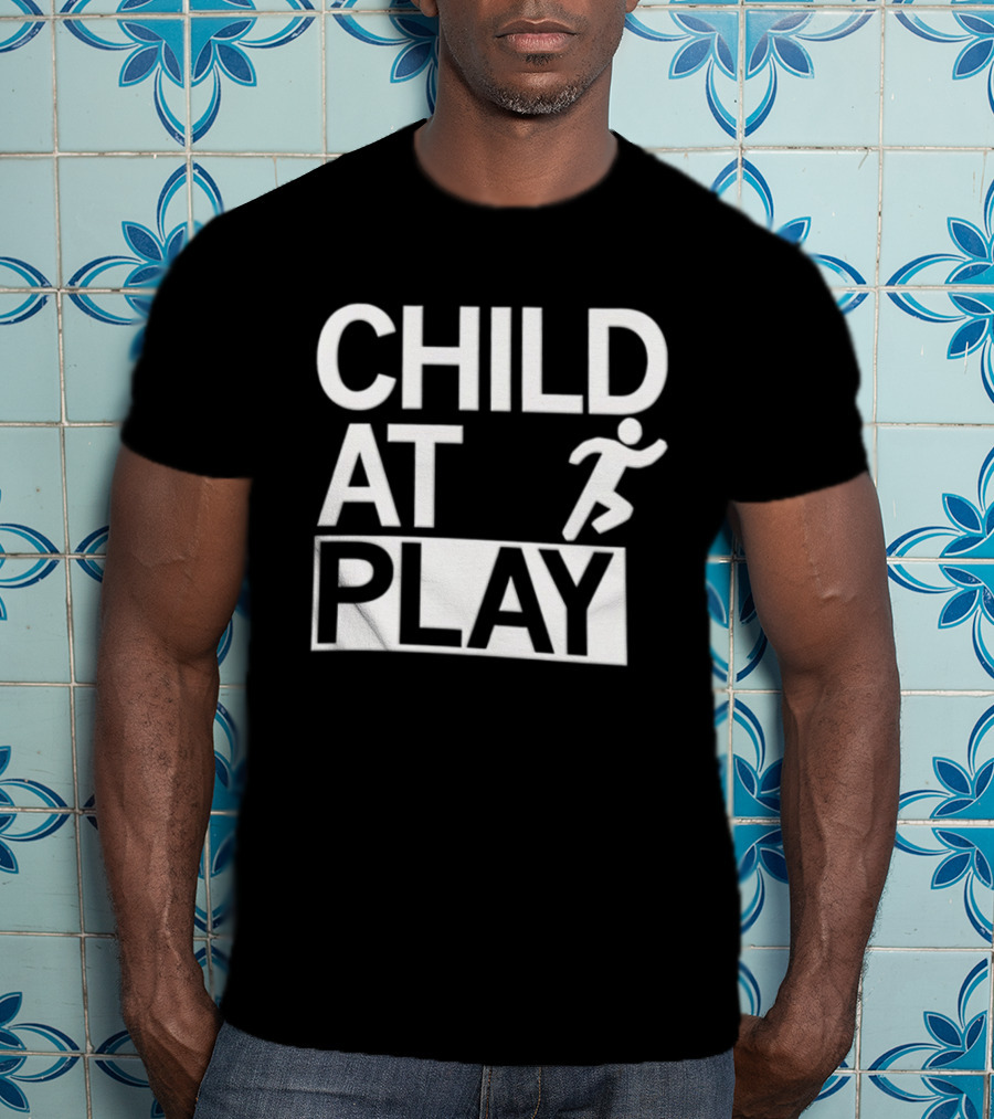 Child At Play Text With Running Figure T-Shirt