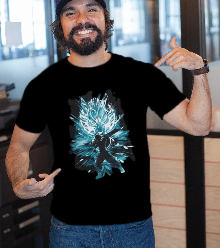 Cloud Strife Buster Sword Wolf Blue Energy Burst T-Shirt