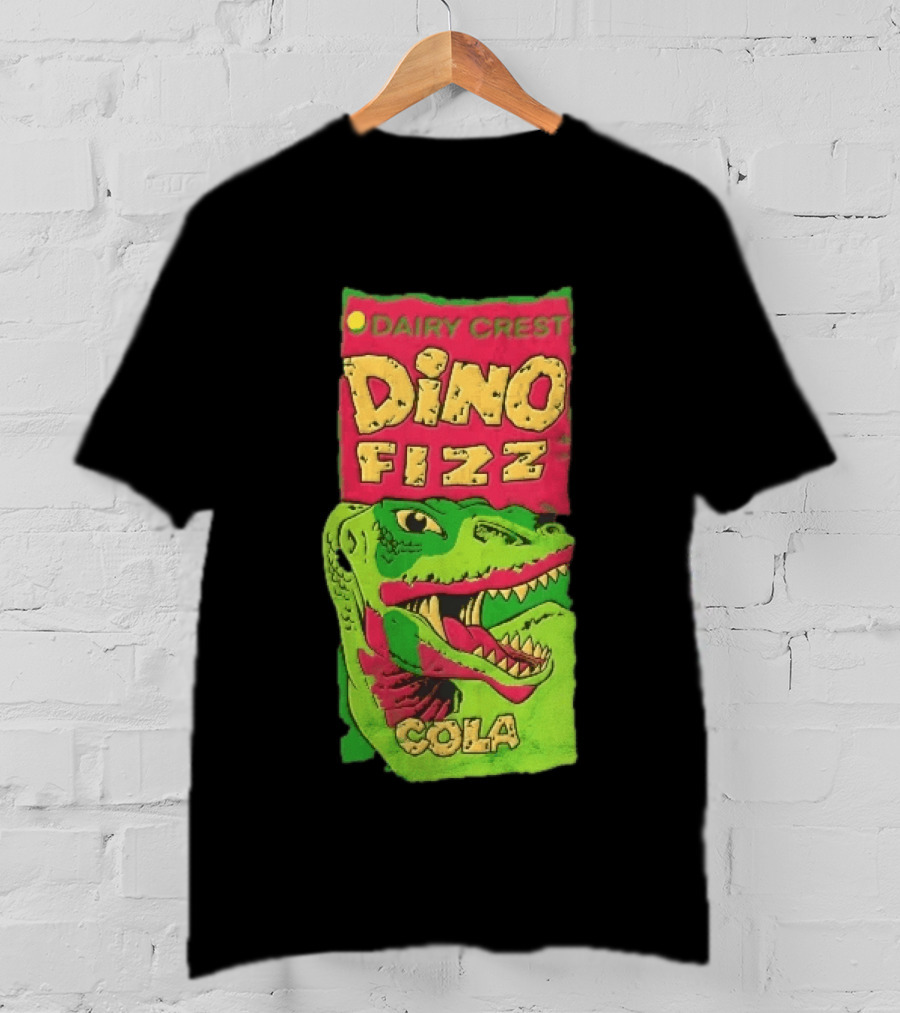 Dairy Crest Dino Fizz Cola Green Dinosaur Open Mouth Red T-Shirt